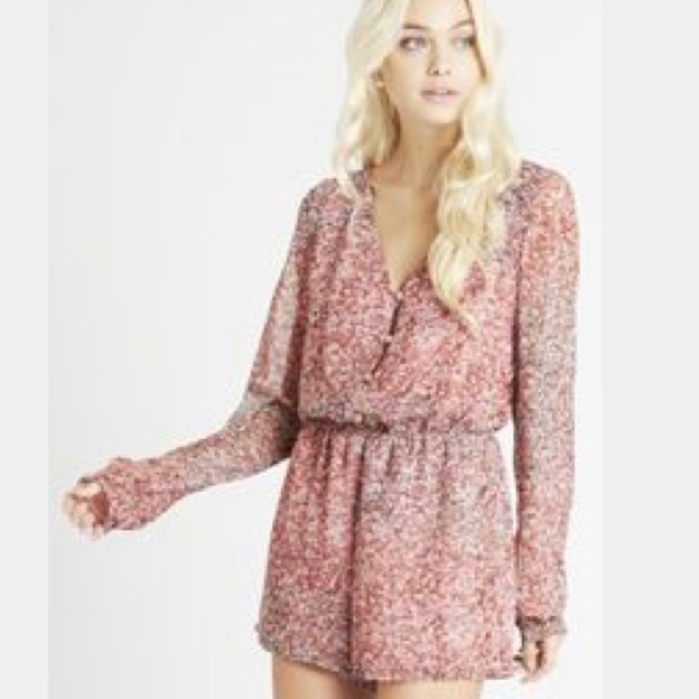 BCBGeneration Floral Button Front Shorts Romper